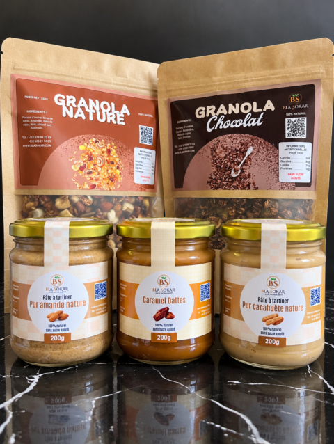 Pack Ftoury Blasokar – Granola, caramel de dattes et pâtes à tartiner sans sucre ajouté